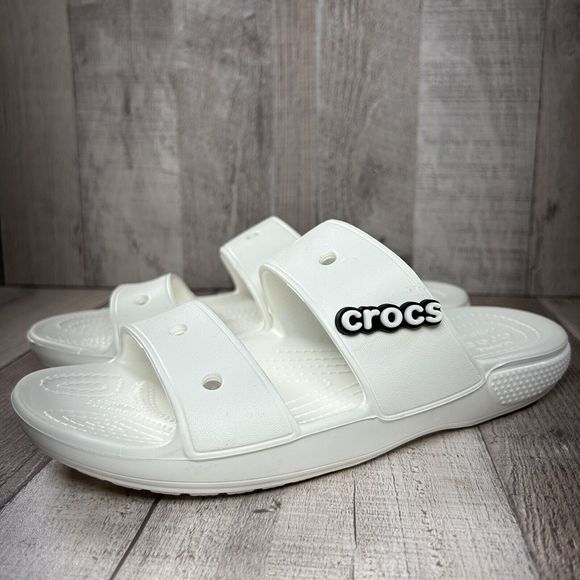 Crocs Women's Classic Slide Sandal Comfort Two Strap Slip On White Size 8 - Picture 1 of 13